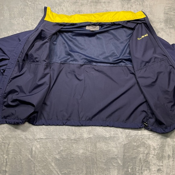 Eddie Bauer Men Navy Yellow Full Zip Windbreaker With Hood Jacket XL Lightweight - Picture 11 of 13